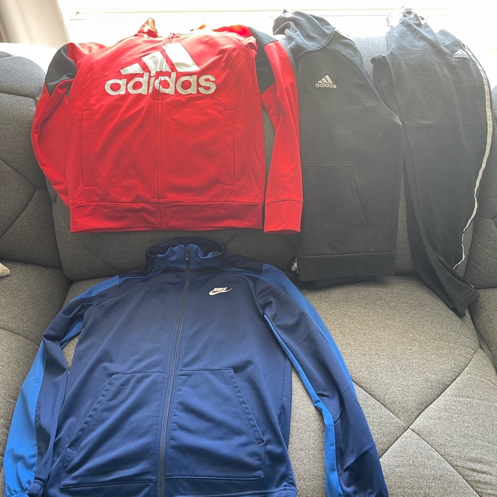 Boys adidas Boys Nike Jacket & boys adidas pants size medium 10/12